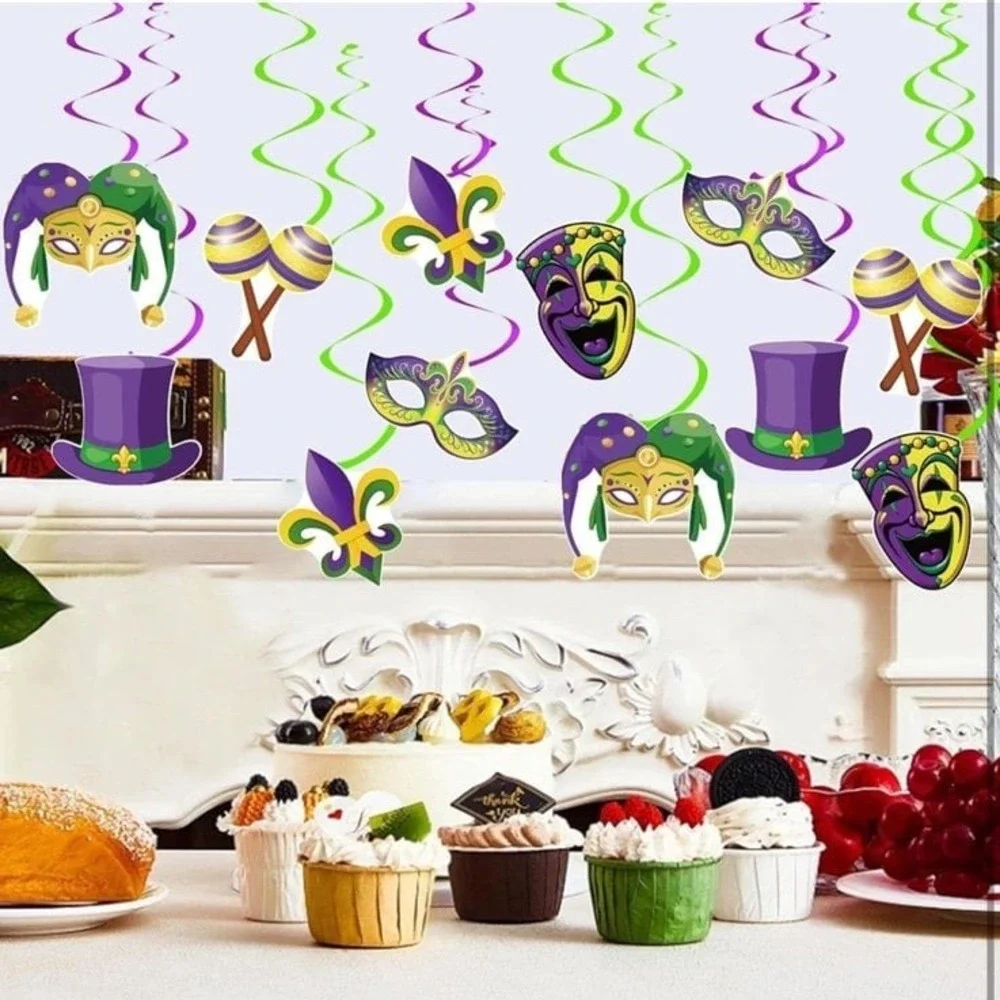 54 Pieces Mardi Gras Party Decorations and Supplies Set, Purple Green and Gold P